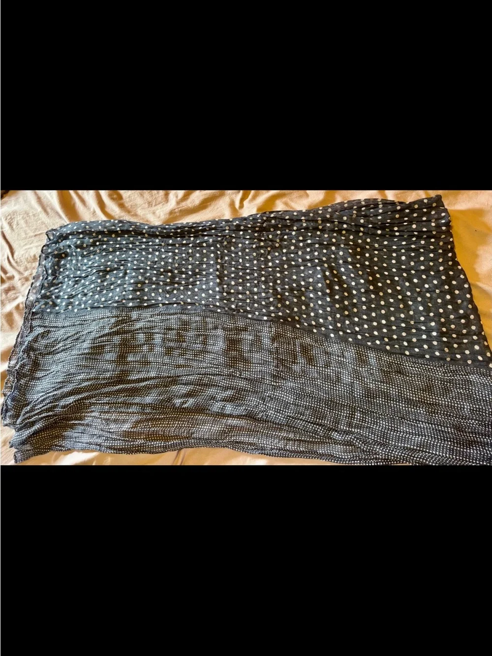 Women's polka dot scarf, dark blue and white